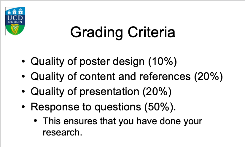 Grading criteria content