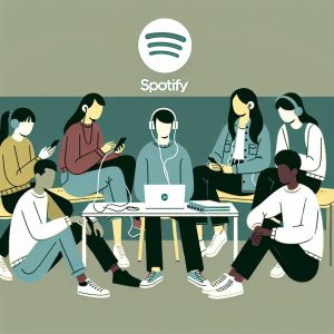 Students listening to spotify